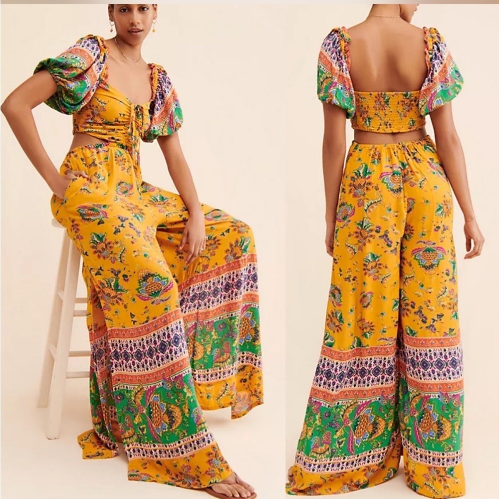 Free People Multicolor Bali Citrus jumpsuit
